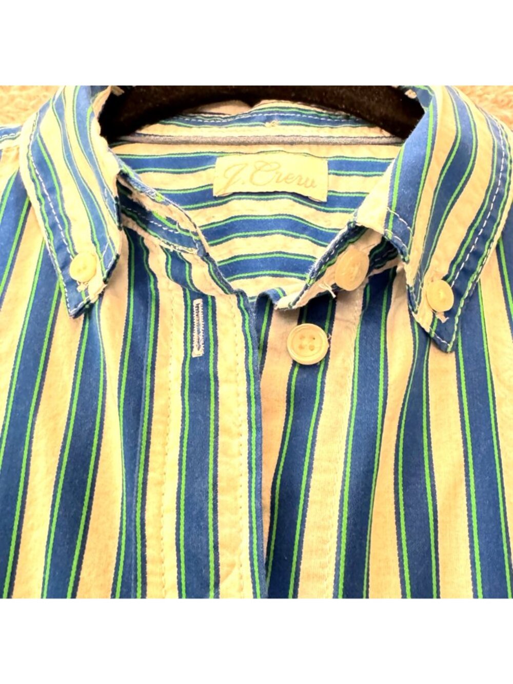 Y2K J. Crew Reimagined Blue Teal Striped Women's M Cotton Shirt Classic Preppy - Picture 4 of 13